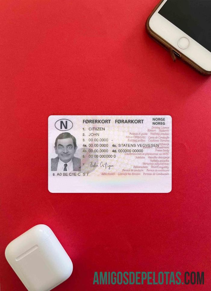 imprimível Modelo de carteira de motorista da Noruega, totalmente editável (2013 – presente) fotolook frente